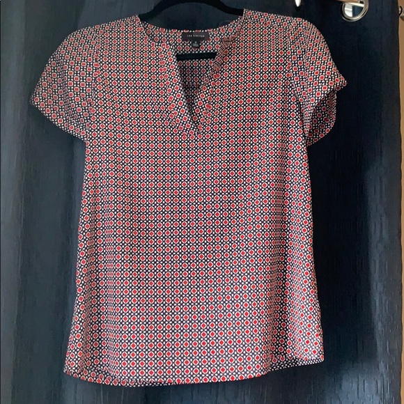 The Limited Tops - Navy and red patterned blouse The Limited Tops - Navy and red patterned blouse